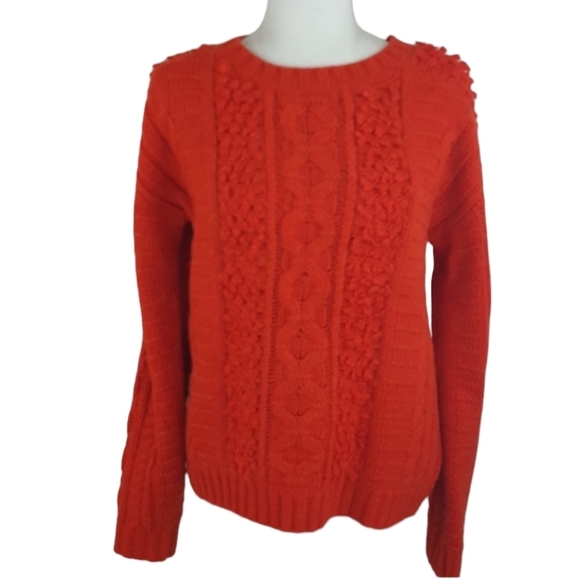 Banana Republic Pumpkin Orange Cable Knit Alpaca Blend Sweater - Picture 1 of 6